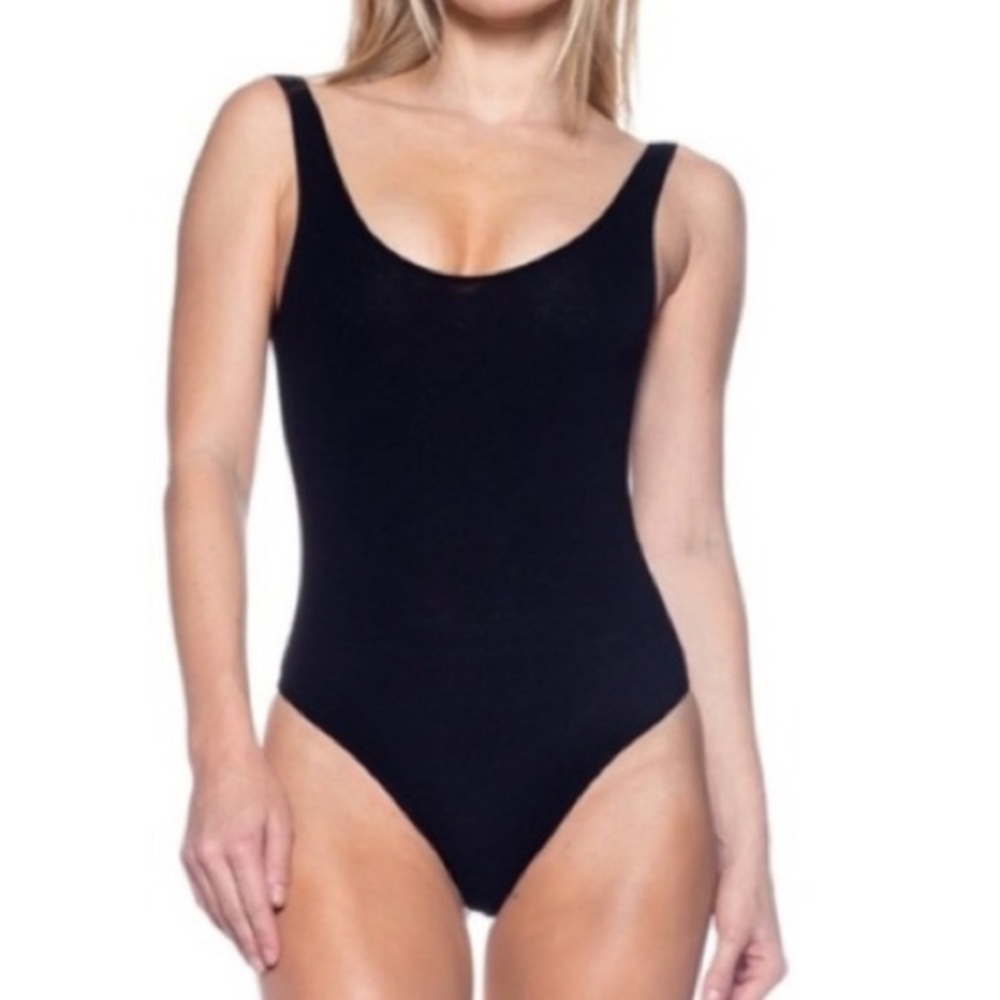 NEW Classic Ribbed Black Thong Body Suit - Picture 9 of 16